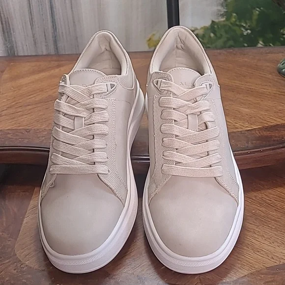 New! Aldo Caecien 41 Mens 8 light gray low top leather sneaker